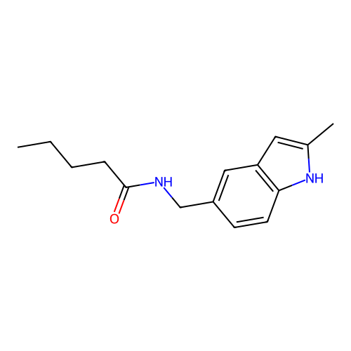 N-[(2-methyl-1H-indol-5-yl)methyl]pentanamide structure