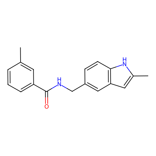 3-methyl-N-[(2-methyl-1H-indol-5-yl)methyl]benzamide structure