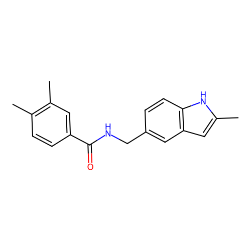 3,4-dimethyl-N-[(2-methyl-1H-indol-5-yl)methyl]benzamide structure