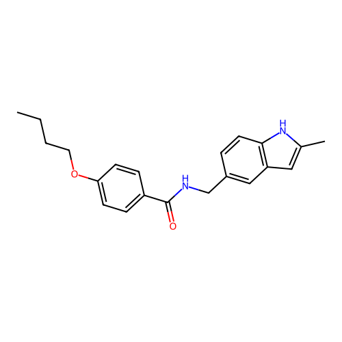 4-butoxy-N-[(2-methyl-1H-indol-5-yl)methyl]benzamide structure