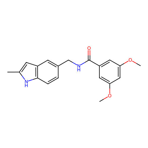 3,5-dimethoxy-N-[(2-methyl-1H-indol-5-yl)methyl]benzamide structure