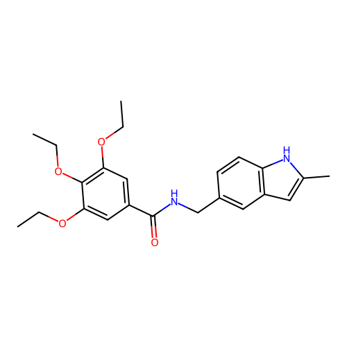 3,4,5-triethoxy-N-[(2-methyl-1H-indol-5-yl)methyl]benzamide structure