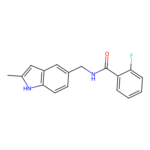 2-fluoro-N-[(2-methyl-1H-indol-5-yl)methyl]benzamide structure