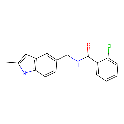 2-chloro-N-[(2-methyl-1H-indol-5-yl)methyl]benzamide structure