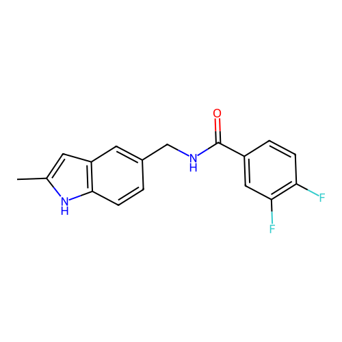 3,4-difluoro-N-[(2-methyl-1H-indol-5-yl)methyl]benzamide structure