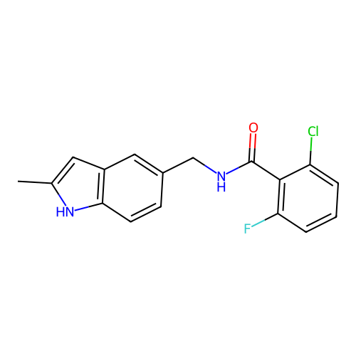 2-chloro-6-fluoro-N-[(2-methyl-1H-indol-5-yl)methyl]benzamide structure
