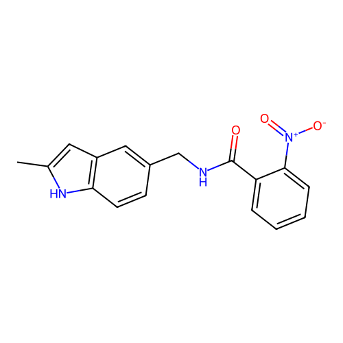 N-[(2-methyl-1H-indol-5-yl)methyl]-2-nitrobenzamide structure