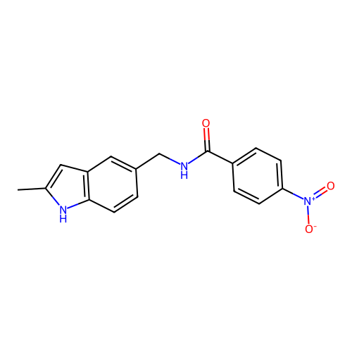 N-[(2-methyl-1H-indol-5-yl)methyl]-4-nitrobenzamide structure