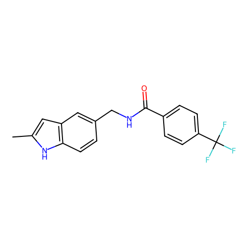 N-[(2-methyl-1H-indol-5-yl)methyl]-4-(trifluoromethyl)benzamide structure