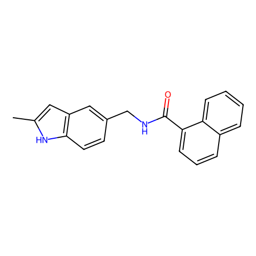 N-[(2-methyl-1H-indol-5-yl)methyl]naphthalene-1-carboxamide structure