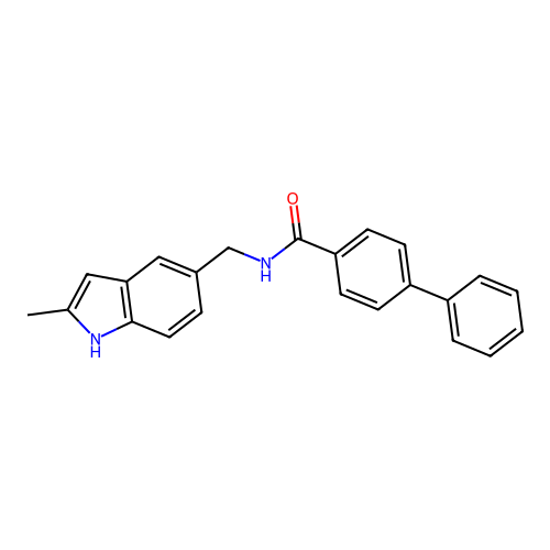 N-[(2-methyl-1H-indol-5-yl)methyl]-[1,1'-biphenyl]-4-carboxamide structure
