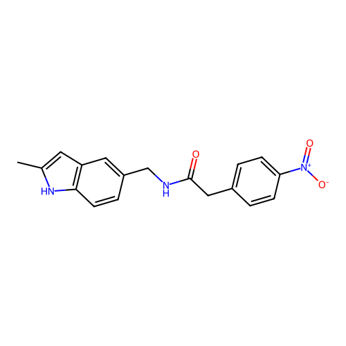 N-[(2-methyl-1H-indol-5-yl)methyl]-2-(4-nitrophenyl)acetamide structure