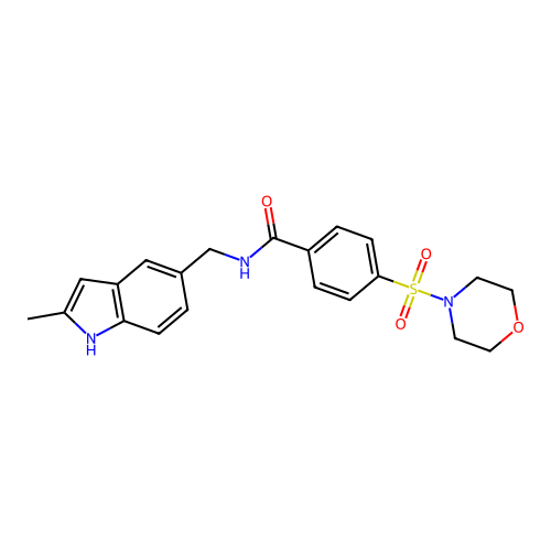 N-[(2-methyl-1H-indol-5-yl)methyl]-4-morpholin-4-ylsulfonylbenzamide structure