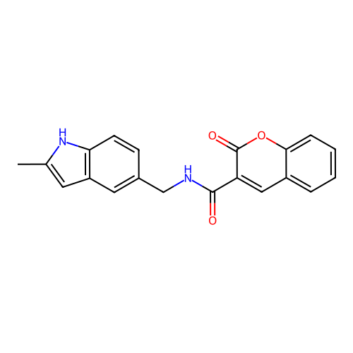 N-[(2-methyl-1H-indol-5-yl)methyl]-2-oxo-2H-chromene-3-carboxamide structure