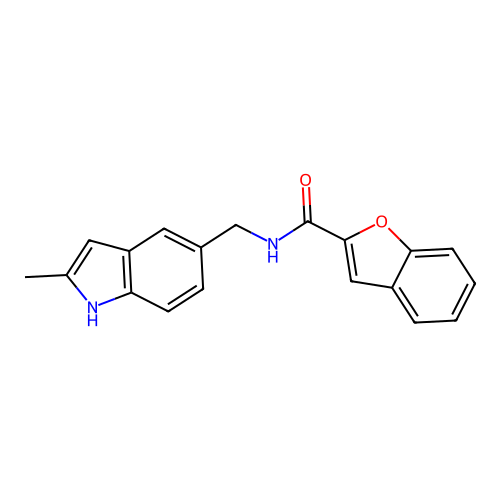 N-[(2-methyl-1H-indol-5-yl)methyl]-1-benzofuran-2-carboxamide structure