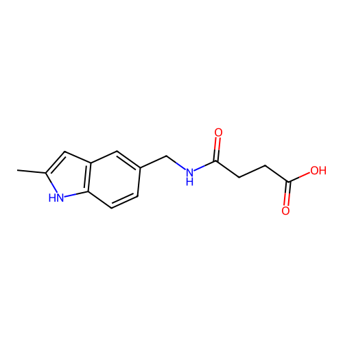 4-(((2-methyl-1H-indol-5-yl)methyl)amino)-4-oxobutanoic acid structure