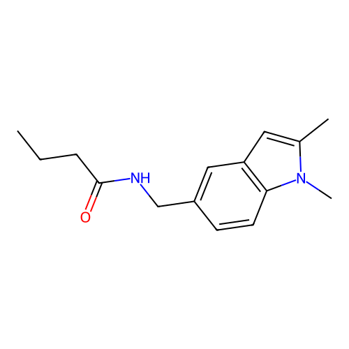 N-[(1,2-dimethyl-1H-indol-5-yl)methyl]butanamide structure