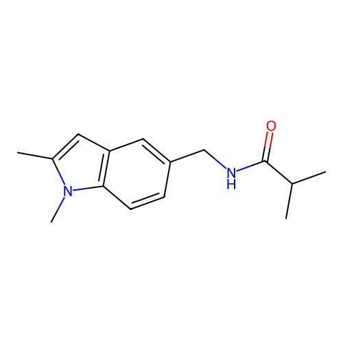 N-((1,2-dimethyl-1H-indol-5-yl)methyl)isobutyramide structure
