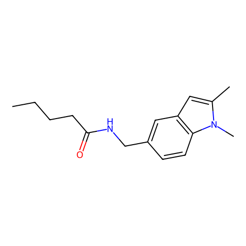 N-[(1,2-dimethyl-1H-indol-5-yl)methyl]pentanamide structure
