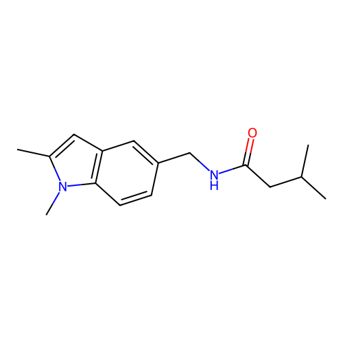 N-[(1,2-dimethyl-1H-indol-5-yl)methyl]-3-methylbutanamide structure