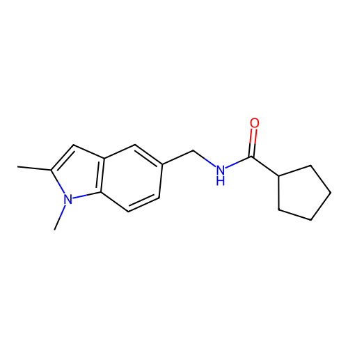 N-[(1,2-dimethyl-1H-indol-5-yl)methyl]cyclopentanecarboxamide structure