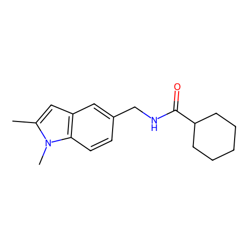 N-((1,2-dimethyl-1H-indol-5-yl)methyl)cyclohexanecarboxamide structure