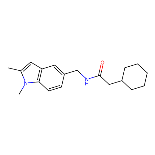 2-cyclohexyl-N-((1,2-dimethyl-1H-indol-5-yl)methyl)acetamide structure
