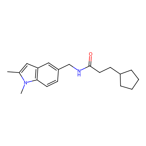 3-cyclopentyl-N-((1,2-dimethyl-1H-indol-5-yl)methyl)propanamide structure