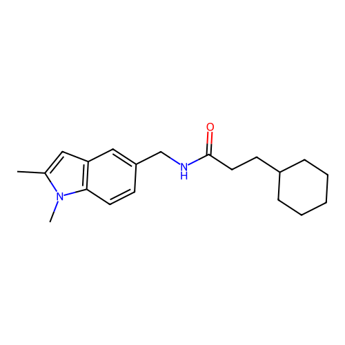 3-cyclohexyl-N-((1,2-dimethyl-1H-indol-5-yl)methyl)propanamide structure