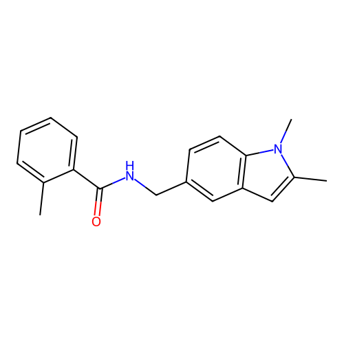 N-((1,2-dimethyl-1H-indol-5-yl)methyl)-2-methylbenzamide structure