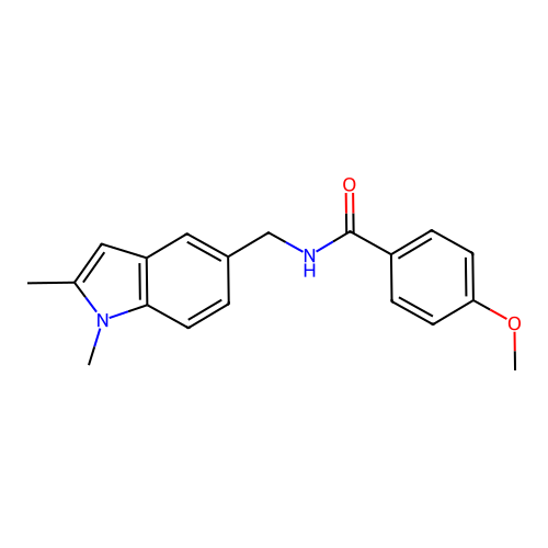 N-[(1,2-dimethylindol-5-yl)methyl]-4-methoxybenzamide structure