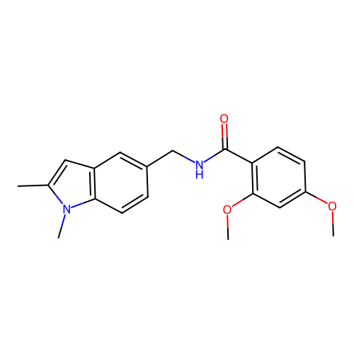 N-((1,2-dimethyl-1H-indol-5-yl)methyl)-2,4-dimethoxybenzamide structure