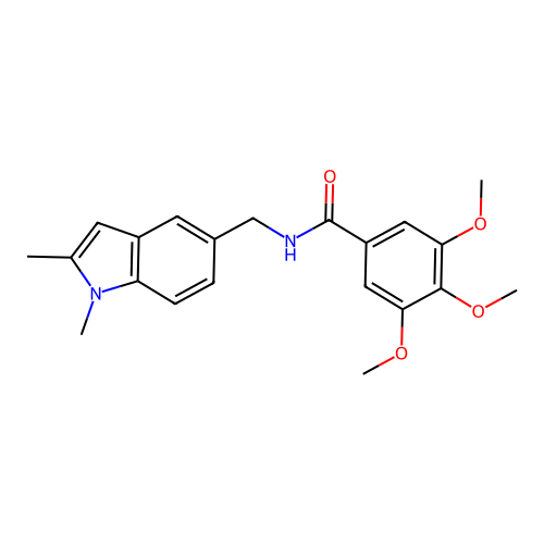 N-[(1,2-dimethylindol-5-yl)methyl]-3,4,5-trimethoxybenzamide structure