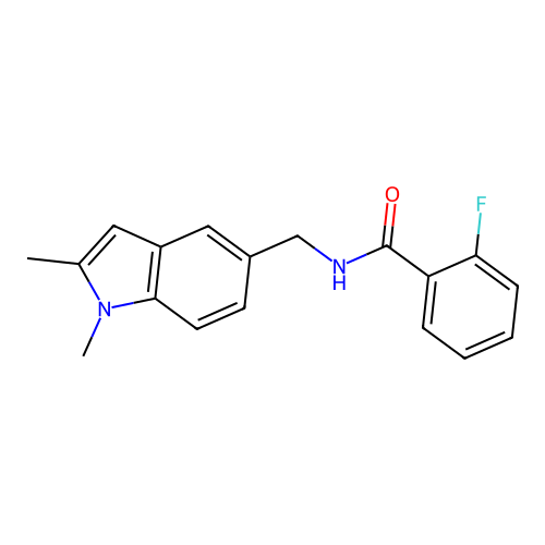N-[(1,2-dimethylindol-5-yl)methyl]-2-fluorobenzamide structure