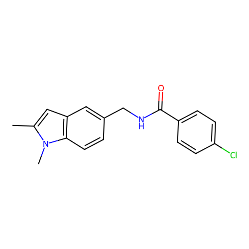 4-chloro-N-((1,2-dimethyl-1H-indol-5-yl)methyl)benzamide structure