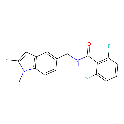 N-[(1,2-dimethylindol-5-yl)methyl]-2,6-difluorobenzamide structure