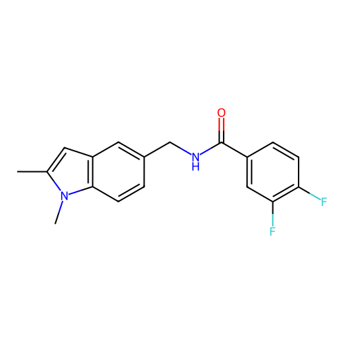 N-[(1,2-dimethylindol-5-yl)methyl]-3,4-difluorobenzamide structure