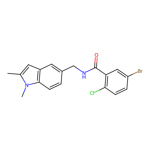 5-bromo-2-chloro-N-((1,2-dimethyl-1H-indol-5-yl)methyl)benzamide structure