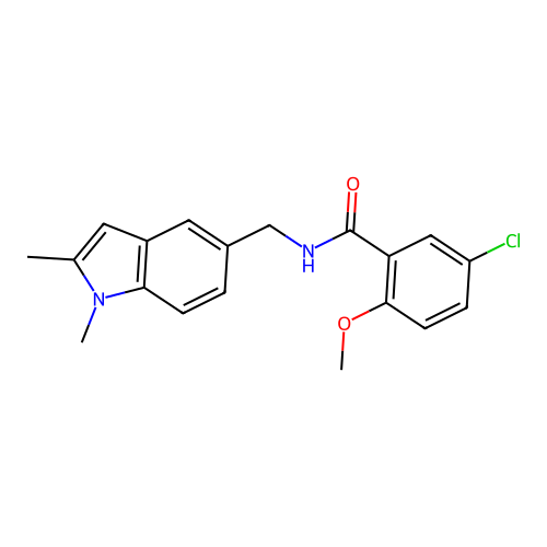 5-chloro-N-((1,2-dimethyl-1H-indol-5-yl)methyl)-2-methoxybenzamide structure