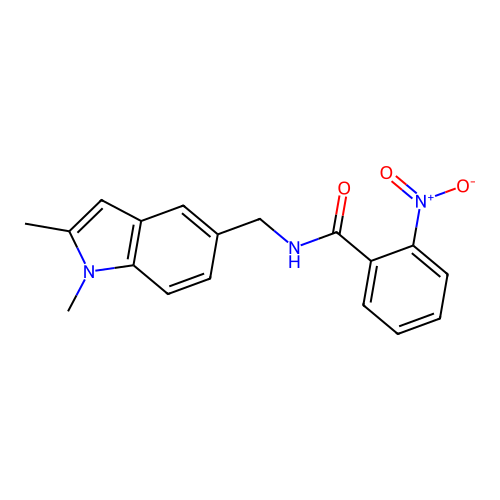 N-((1,2-dimethyl-1H-indol-5-yl)methyl)-2-nitrobenzamide structure