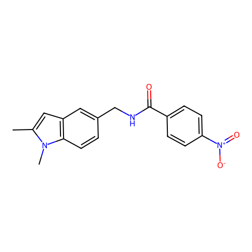 N-((1,2-dimethyl-1H-indol-5-yl)methyl)-4-nitrobenzamide structure