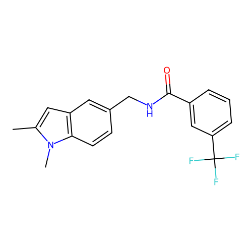 N-[(1,2-dimethyl-1H-indol-5-yl)methyl]-3-(trifluoromethyl)benzamide structure