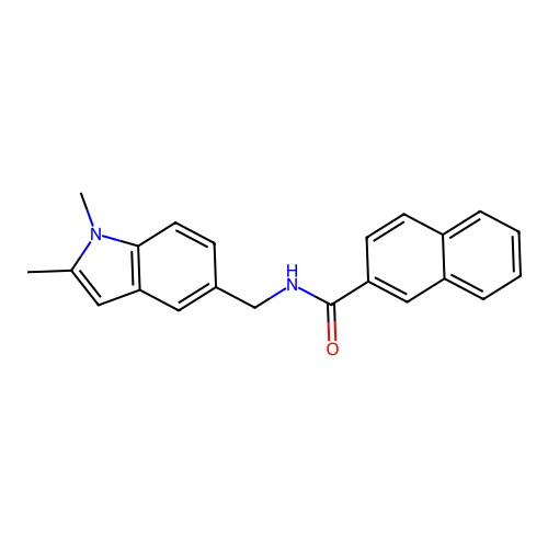 N-((1,2-dimethyl-1H-indol-5-yl)methyl)-2-naphthamide structure