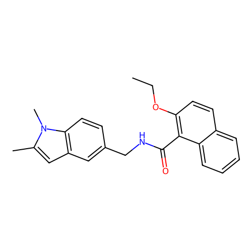 N-((1,2-dimethyl-1H-indol-5-yl)methyl)-2-ethoxy-1-naphthamide structure