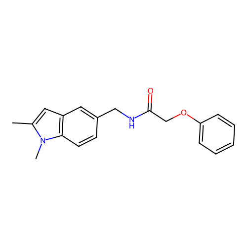 N-[(1,2-dimethylindol-5-yl)methyl]-2-phenoxyacetamide structure