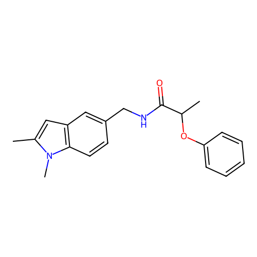 N-[(1,2-dimethylindol-5-yl)methyl]-2-phenoxypropanamide structure