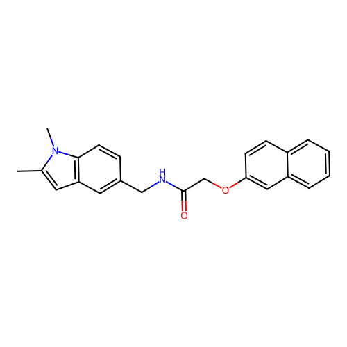 N-((1,2-dimethyl-1H-indol-5-yl)methyl)-2-(naphthalen-2-yloxy)acetamide structure