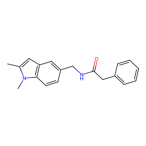 N-((1,2-dimethyl-1H-indol-5-yl)methyl)-2-phenylacetamide structure