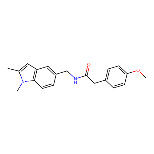 N-((1,2-dimethyl-1H-indol-5-yl)methyl)-2-(4-methoxyphenyl)acetamide structure