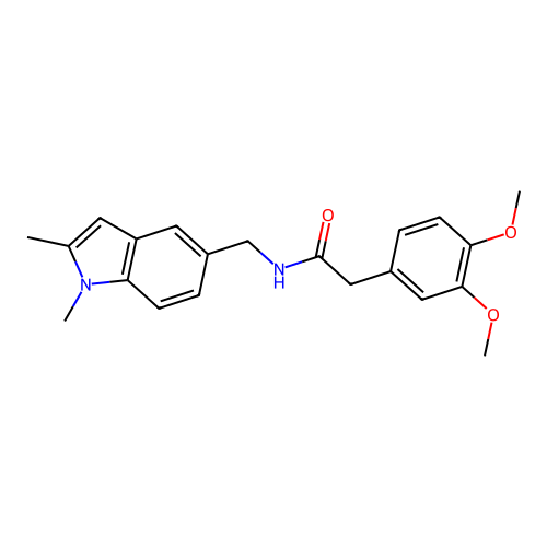 2-(3,4-dimethoxyphenyl)-N-[(1,2-dimethylindol-5-yl)methyl]acetamide structure
